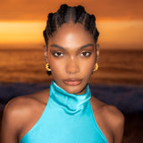 1970s Wavy Zig Zag Hoops 1970s Wavy Zig Zag Hoops on a model in the sunset