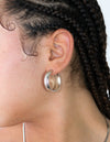 1970s Embossed Hoops in Rhodium