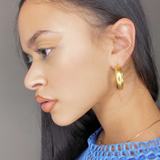 1970s Chunky Gold Embossed Hoops