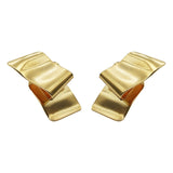 Retro Ribbon Gold Matte Earrings