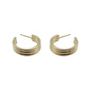 Vintage 1970s Triple Ribbed Gold Hoops