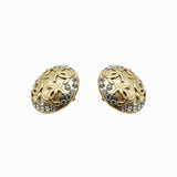 Chanel Gilt Logo Dome Clip Earrings